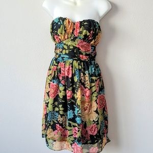 Strapless floral dress